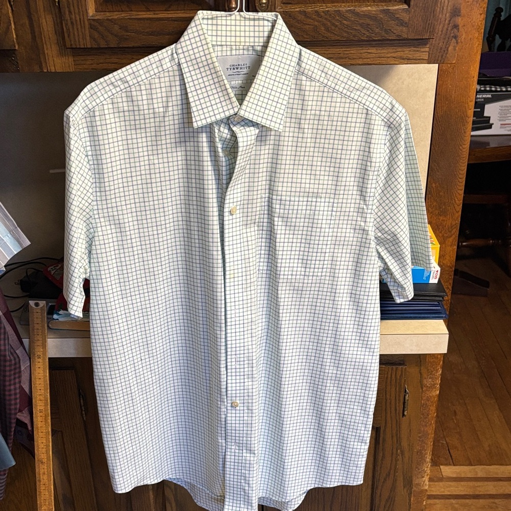 Charles Tyrwhitt Blue and Green Checkered Shirt